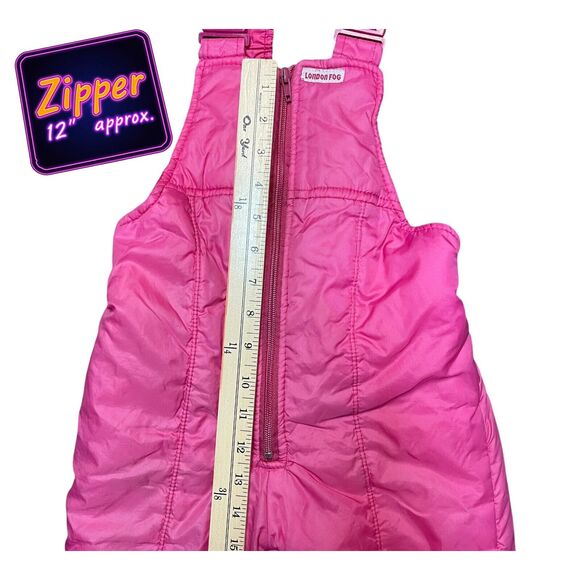 Vtg London Fog Girls Size 4 Pink Nylon Snow Bib Overalls W/Adjustable Straps - Picture 4 of 13